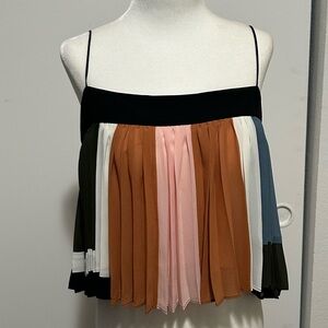 Colorblock Pleated Spaghetti Strap Top